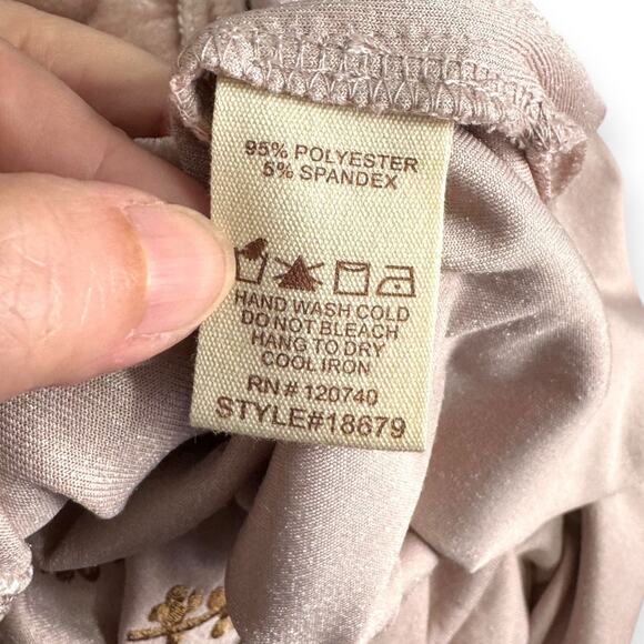 Mystree Pink Velour Mini Belted Shift Dress With Embroidered Flowers Women's L - Picture 9 of 9